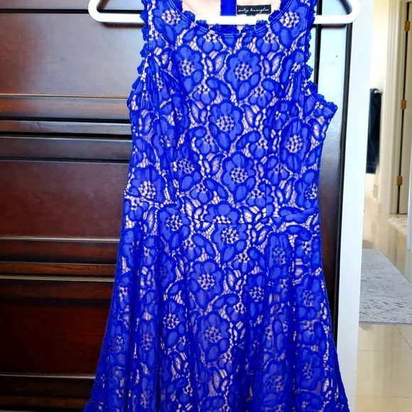 City Triangles Dresses | Lace Blue Mini Fit and Flare Dress Size 9 | Color: Blue/Tan | Size: 9j | Eurofashionbg's Closet